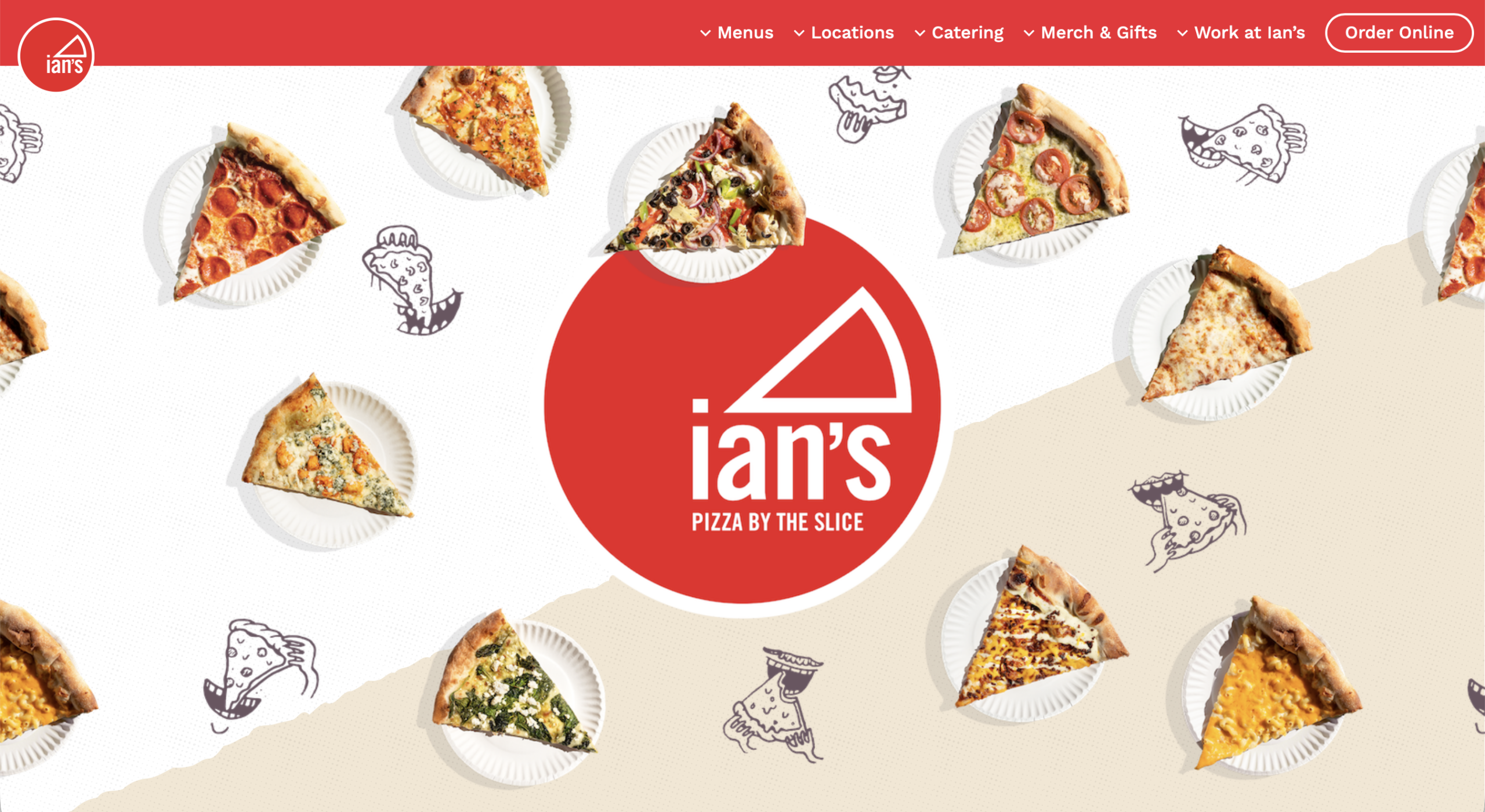 Ian’s Pizza marketing site — desktop hero